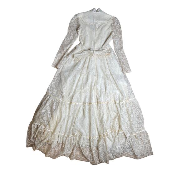 Vintage Gunne Sax White Lace Prairie Gown Dress Size 9 - Picture 7 of 13